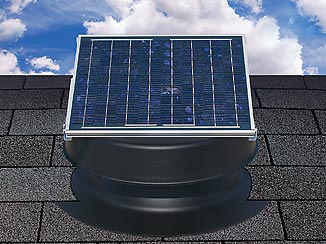 Installed solar attic fan